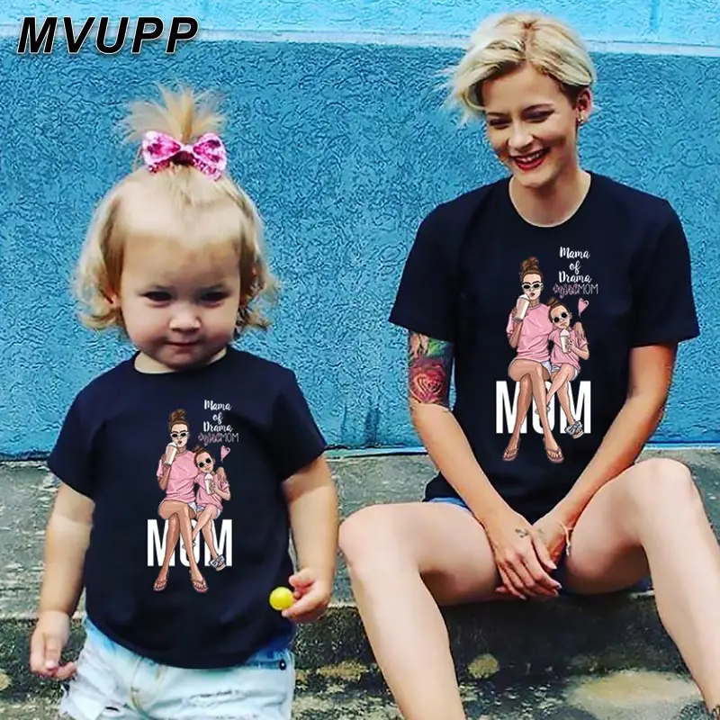 MVUPP футболка для мамы и дочки Одинаковая одежда ребенка летняя