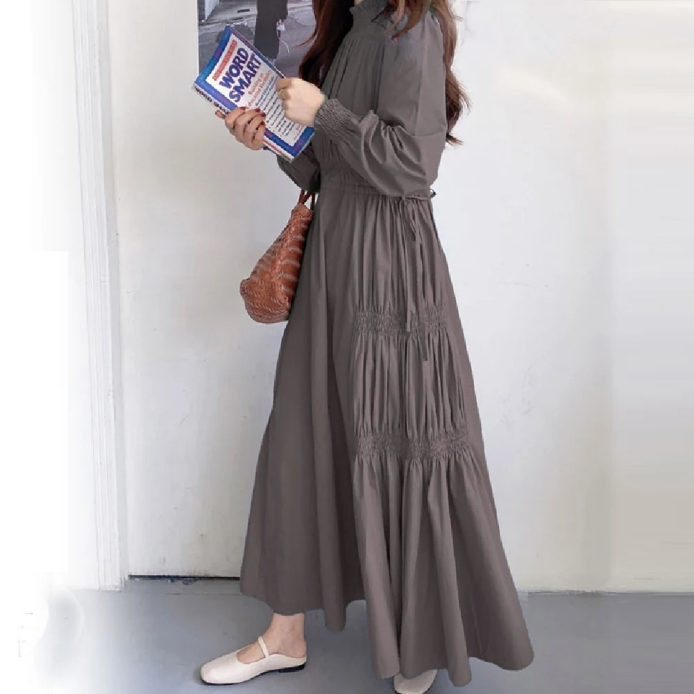 

Dress 2021 Autumn Winter Women Casual Dress Long Sleeve O-neck Solid Color Elegant Party Outfits Vestido Streetwear Clothes