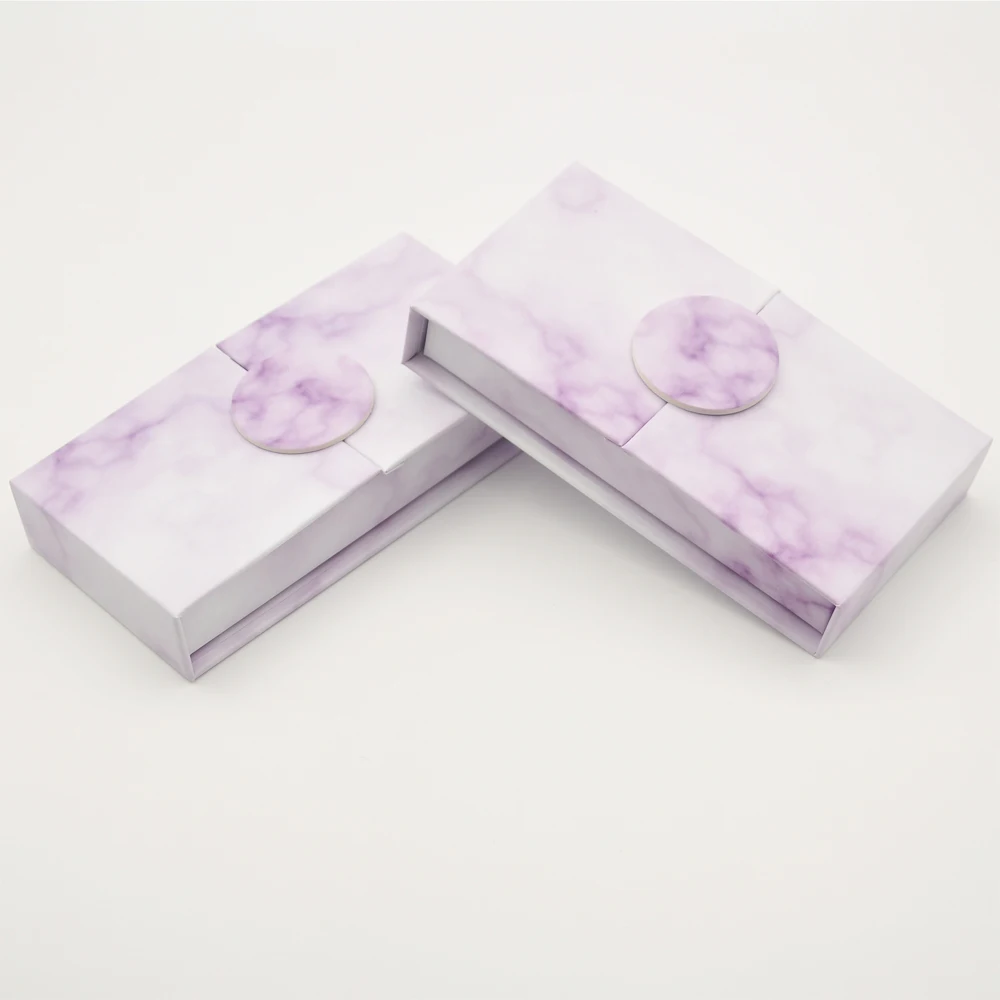 

Wholesale Lash Boxes Packaging Eyelash Box Package Custom Magnetic Marble Purple False Eyelashes Makeup Storage Case Vendors