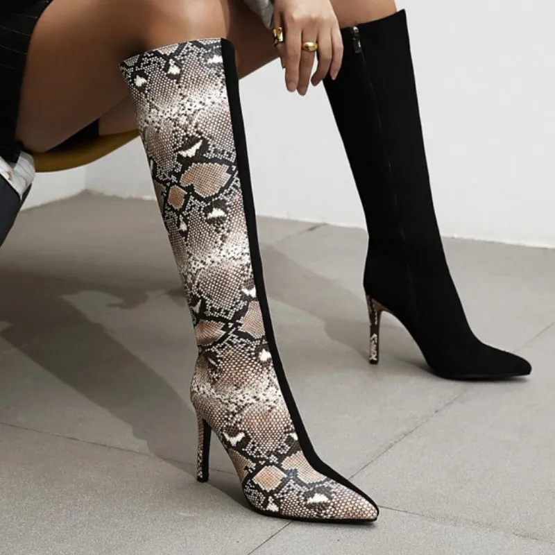 

Fanyuan Size 31-48 Women Knee Boot Sexy Thin High Heel Winter Shoes Woman Warm Zipper Long Boot Fashion Party Lady Footwear