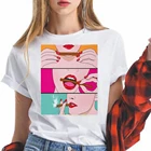 Новинка 2021, забавная футболка с губами и помадой, модная трендовая Повседневная полнофункциональная ретро-одежда с коротким рукавом и принтом в виде грибов и больших ягодиц