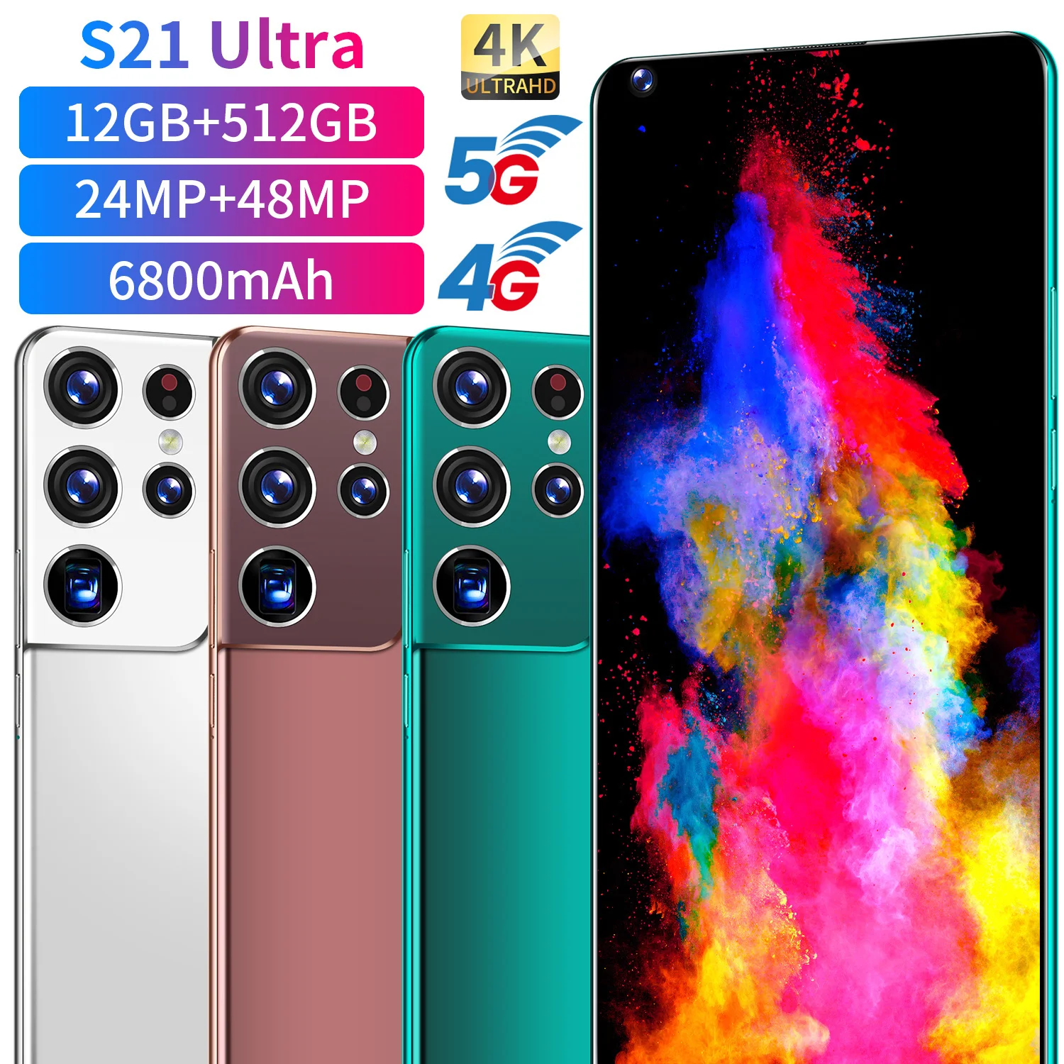 

Смартфон глобальная версия S21 Ultra 7,3, 12 +, 512 ГБ, не застревает, 6800 мАч, быстрая зарядка, 10-ядерный, высокоэффективный смартфон