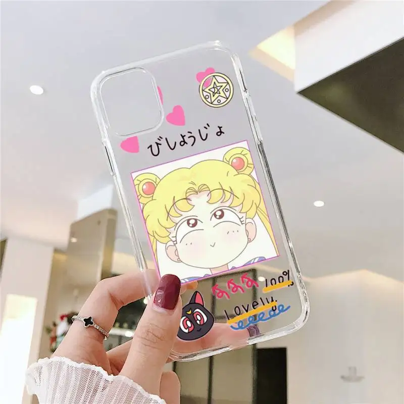

Harajuku Sailor Moon Summer Girl Candy Phone Case Transparent for iPhone 6 7 8 11 12 s mini pro X XS XR MAX Plus SE cover funda