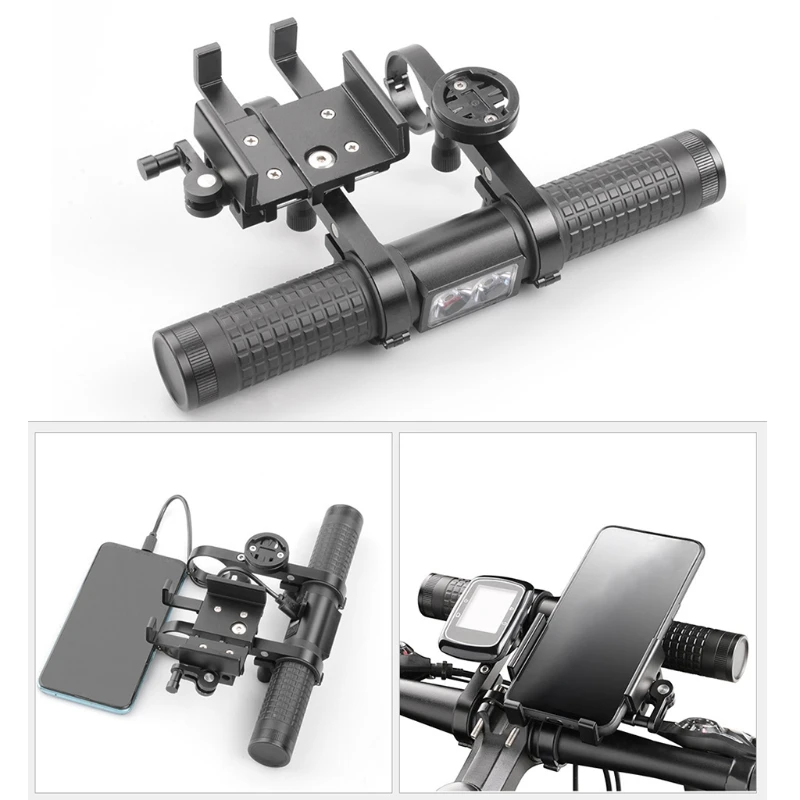 

5 in1 Bicycle Handlebar Extension Font Lamp Stopwatch Extension Phone Stand Holder Power Bank,USB Charging 24BD