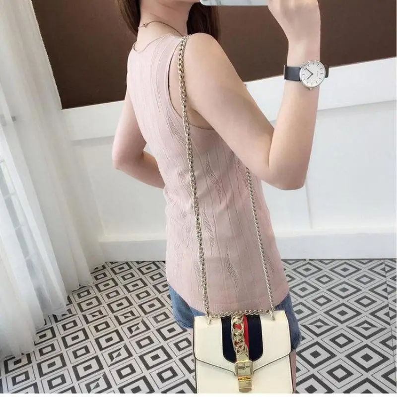 Удобная трикотажная кофточка Новинка лета 2020 шелковая ажурная с v-образным