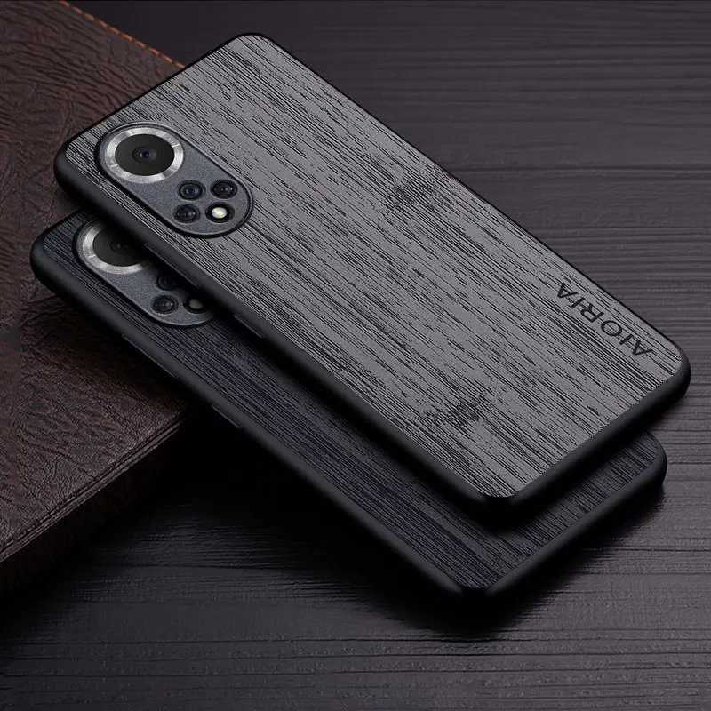 

Case for Huawei Nova 9 Pro funda bamboo wood pattern Leather phone cover Luxury coque for huawei nova 9 case capa