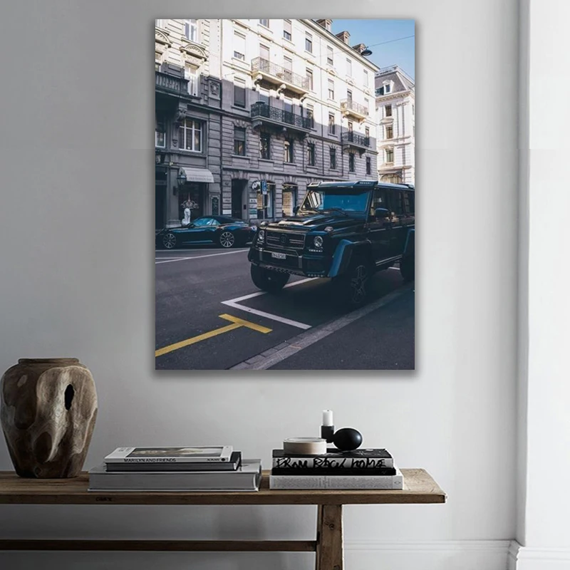 

Customizable European Wall Painting Retro Handsome Car Modern Home Decoration Frameless Waterproof Ink Printing Canvas Poster