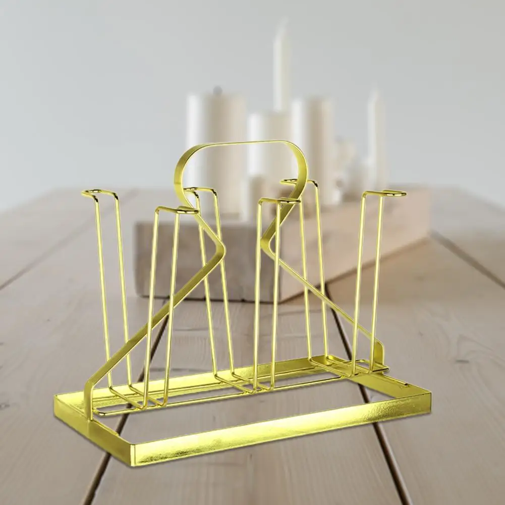 

Fadeless Stylish Draining Glass Cup Holder Stand Electroplate Cup Holder Stand Universal Home Decoration