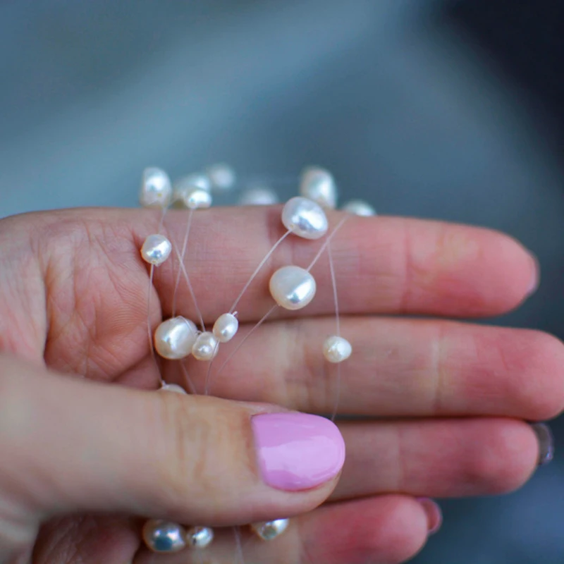 Многослойное ожерелье-чокер ASHIQI из натурального жемчуга в стиле барокко для