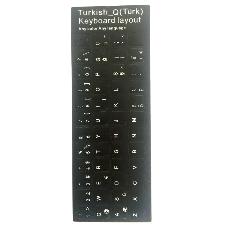 

Banggood Turkey Language Turkish Keyboard Sticker Layout Durable Alphabet Black Background White Letters for Universal PC Laptop