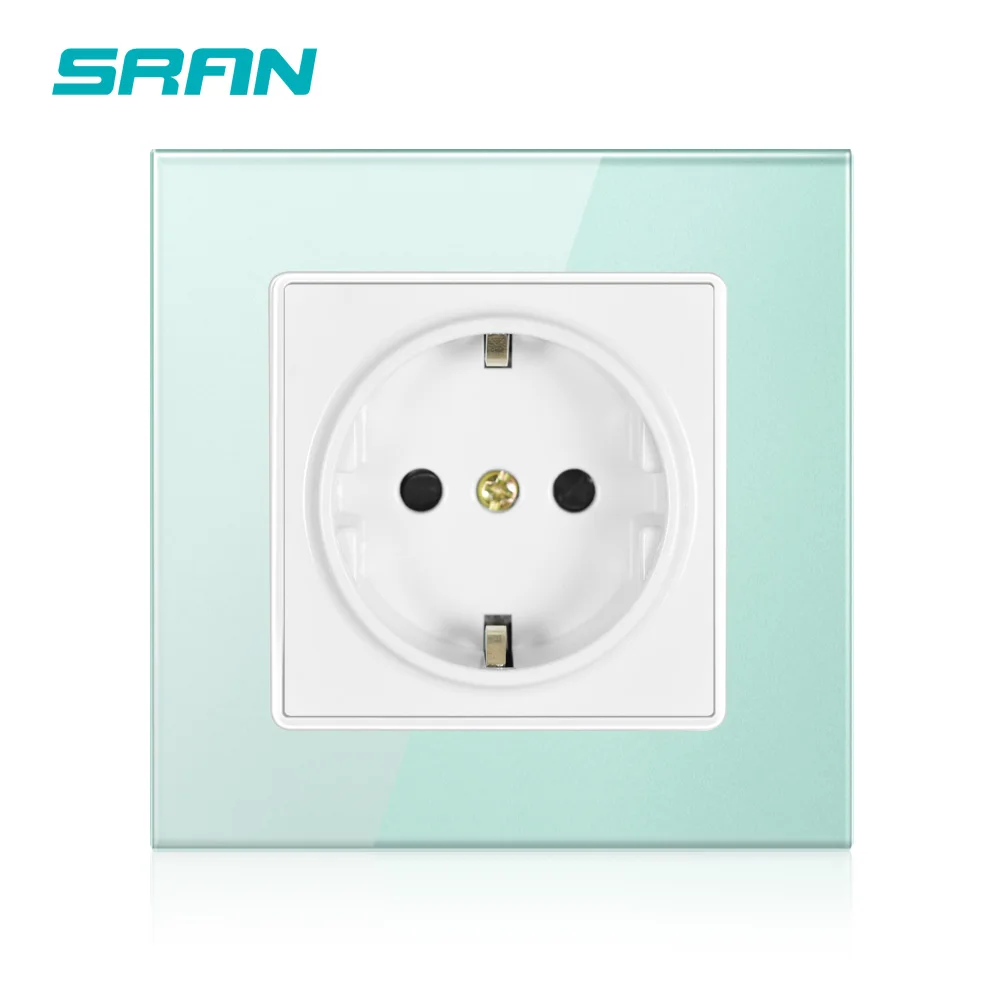 Розетка стеновая SRAN 16 А розовая/белая/зеленая/винно красная 86*86|Электрические