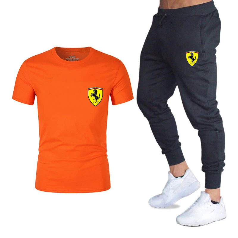 

Ferrari summer leisure suit sports fitness T-shirt and pants two-piece set 2021 new hot