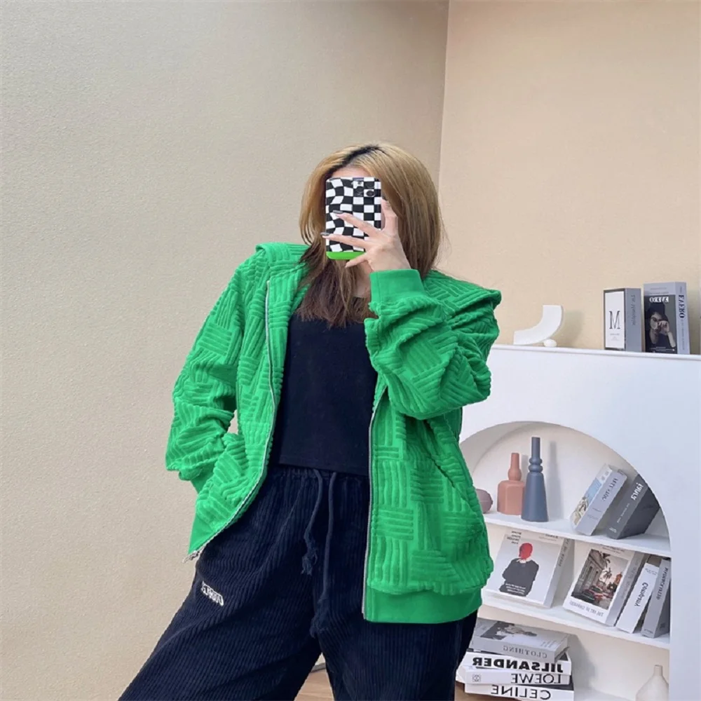 

Женская флисовая куртка с капюшоном, Повседневная Свободная универсальная куртка с большим капюшоном, модель 2022k на весну, y2k