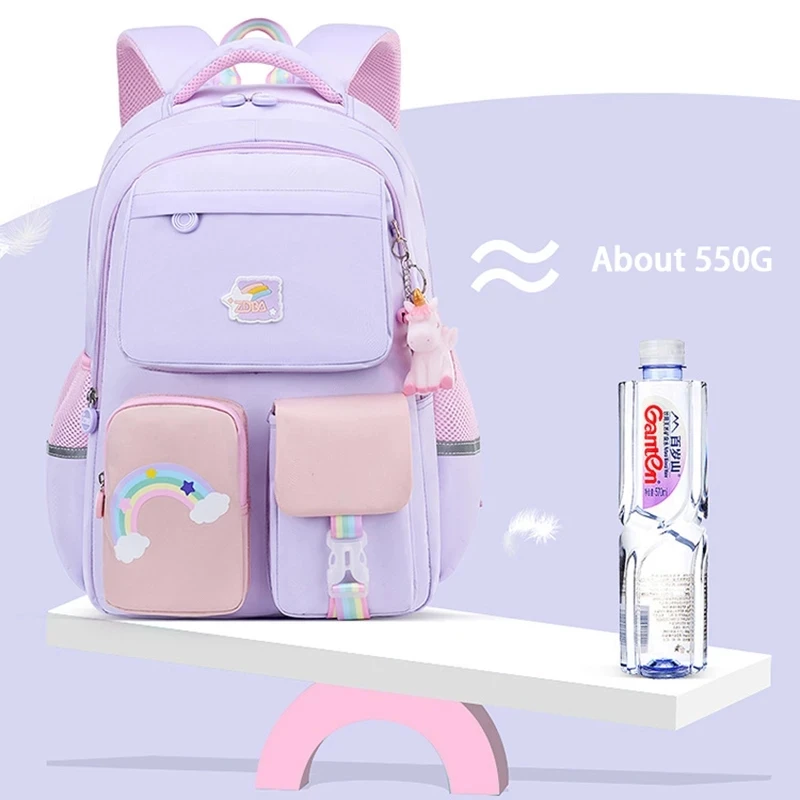 Backpack for Teenager Girls Schoolbag Korean Fashion Rainbow Shoulder Strap School Bag Children's Waterproof Orthopedic Satchel