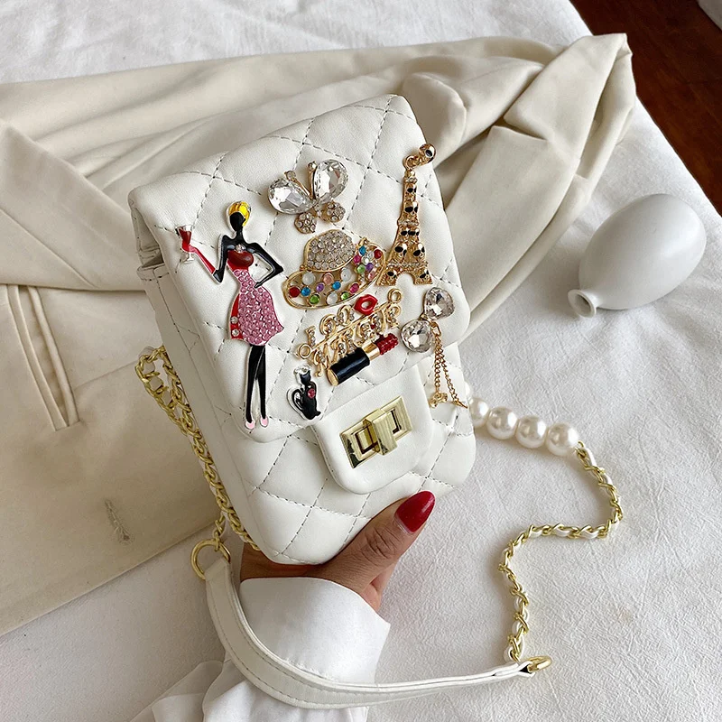 

New Korean xiaoxiangfeng Lingge ins net red one shoulder mobile phone bag