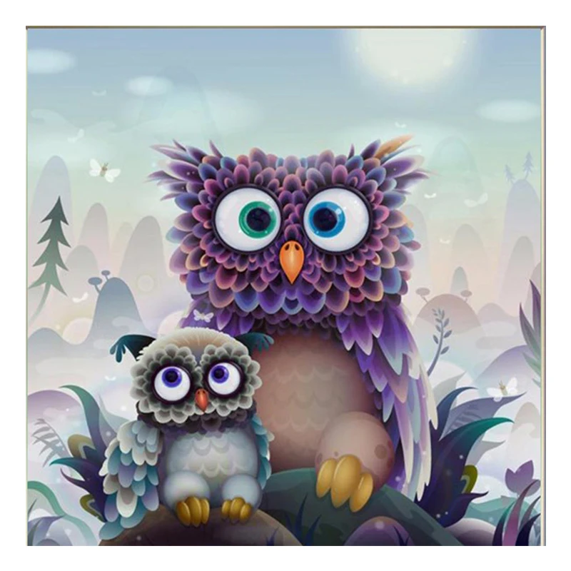 100% полноформатная 5D Вышивка сделай сам алмазная живопись сова мама и ребенок