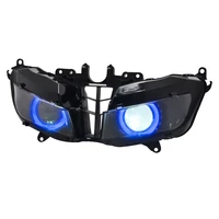 motorcycle hid bi xenon projector conversion headlight lh beam assembly blue angel eyes led head lamp for honda cbr600rr 13 18