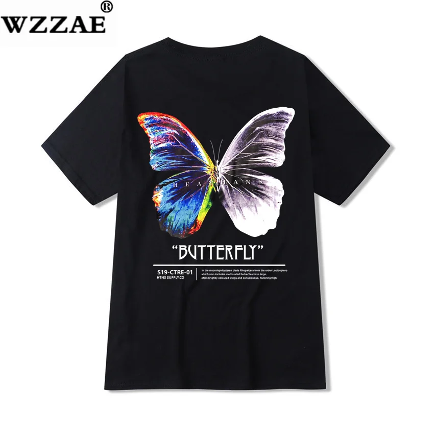 

Hip Hop Oversize T Shirt Men 2021 Streetwear Harajuku Color Butterfly Tshirt Short Sleeve Cotton Loose HipHop T-Shirt Plus Size