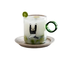 glass breakfast cup coffee tea milk mug cartoon heat resistant with handle coffeeware couple gifts best friend vasos de vidrio d