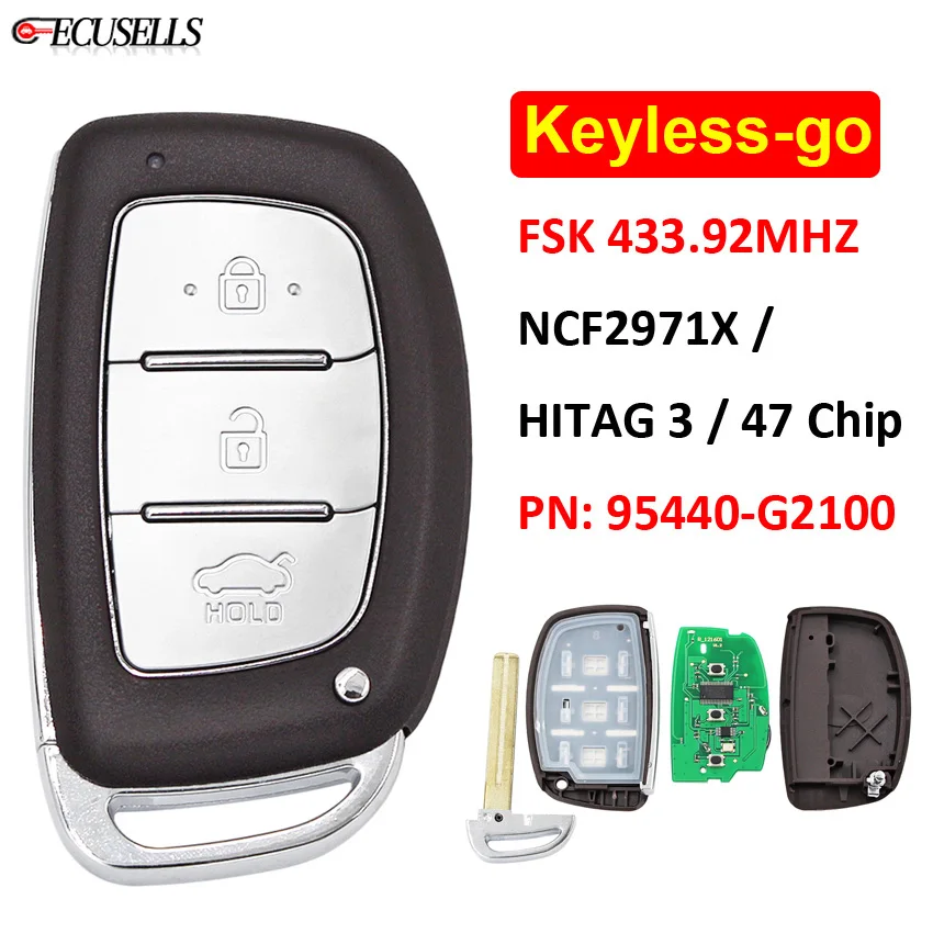 3 кнопочный БЕСКЛЮЧЕВОЙ дистанционный Автомобильный ключ FSK 433 92 МГц NCF2971X / HITAG 47