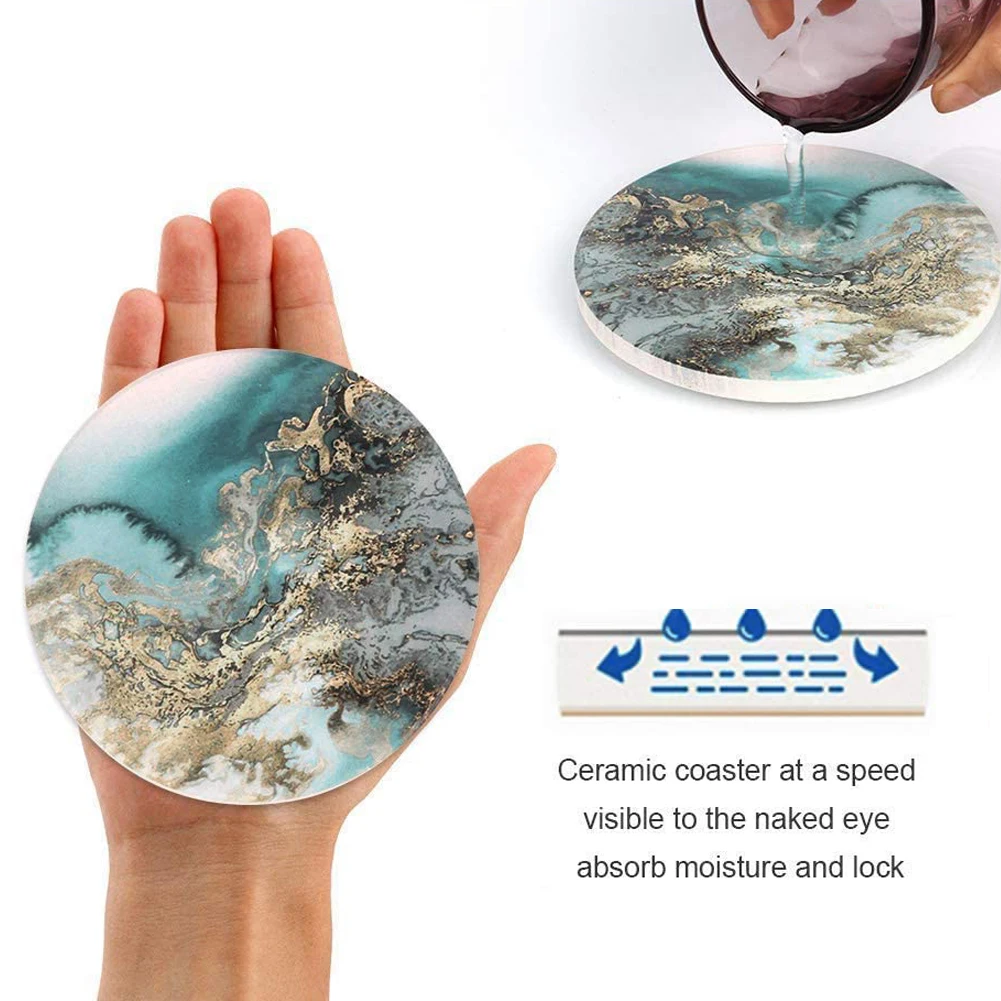 Круглая подставка для напитков 4 шт. впитывающие тепловые коврики каменные