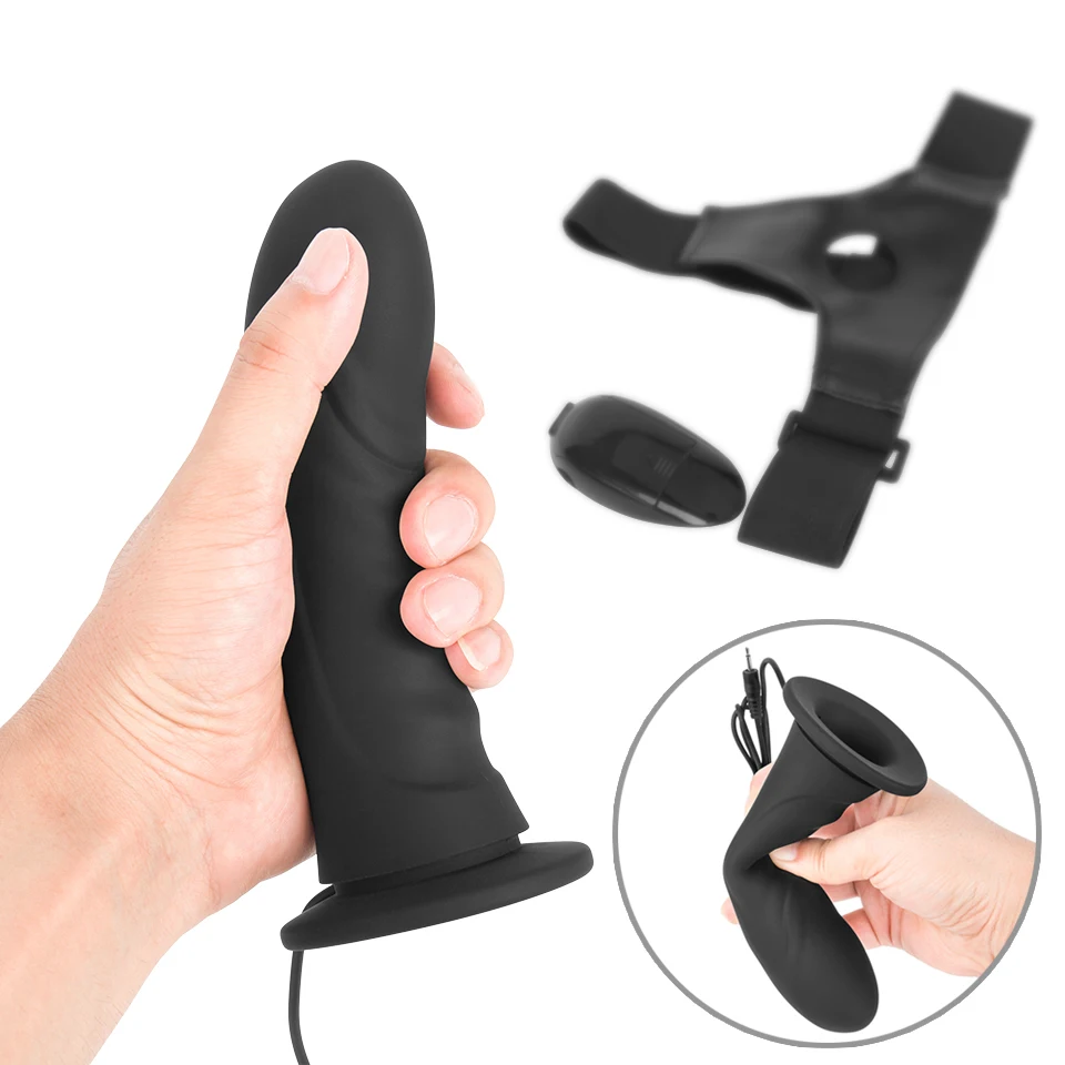 Эротический фаллоимитатор страпон вибратор силиконовый полый ремешок на жгут