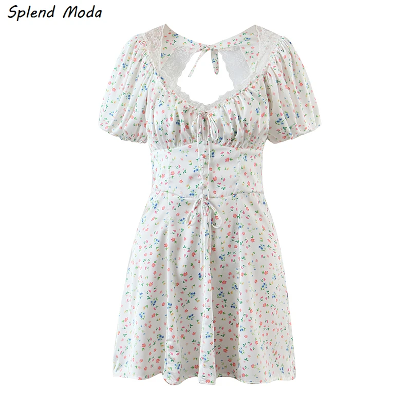 

Платье женское кружевное ТРАПЕЦИЕВИДНОЕ на молнии с открытой спиной и цветочным принтом