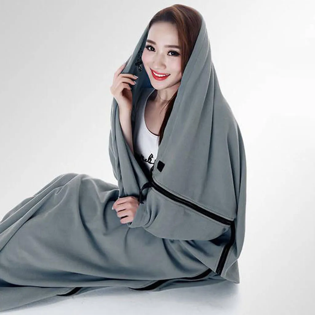 Портативный флисовый спальный мешок всесезонный для взрослых отдыха на открытом