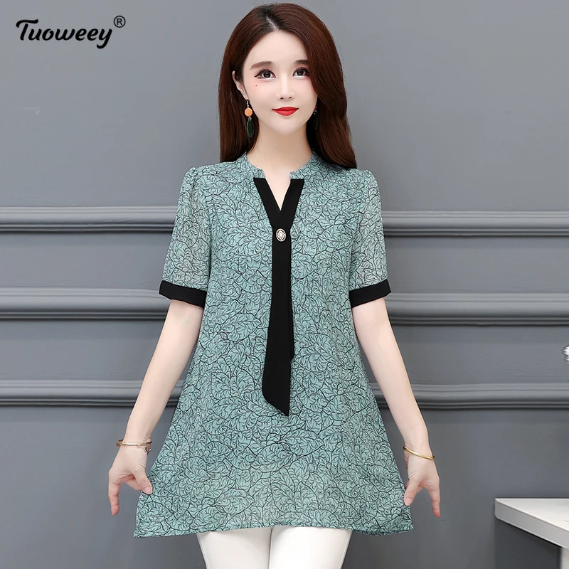 

2021 летний корейский стиль 5XL винтажная шифоновая блузка женская с v-образным вырезом Blusas Mujer De Moda размера плюс Туника Топы эстетические длинн...