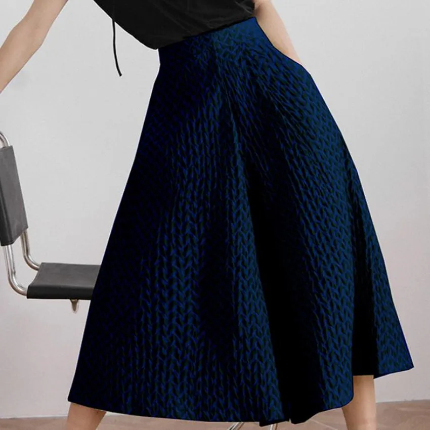 

New fashion autumn winter Geometric jacquard ball gown skirt women high waist ol skirt