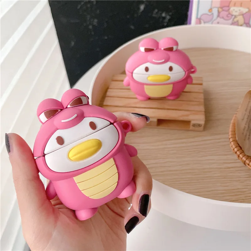 

For Airpods Pro Case,3D Cartoon Cute Pink Duck Case For Airpods 1/2 Case,Soft Silicone Earphone Cover For Airpods 3 Case