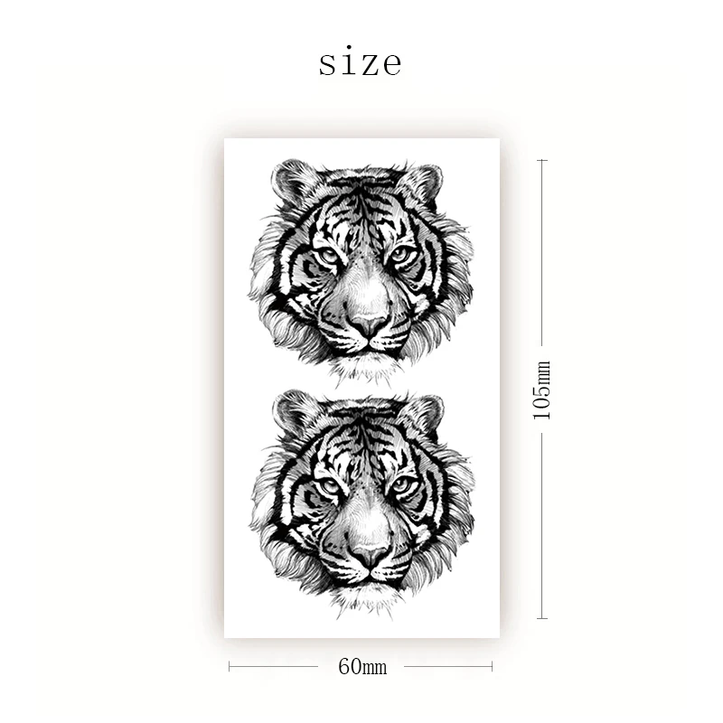 

Waterproof Temporary Tattoo Sticker Black Simulation Tiger Head Design Fake Tattoos Flash Tatoos Arm Neck Body Art for Women Men