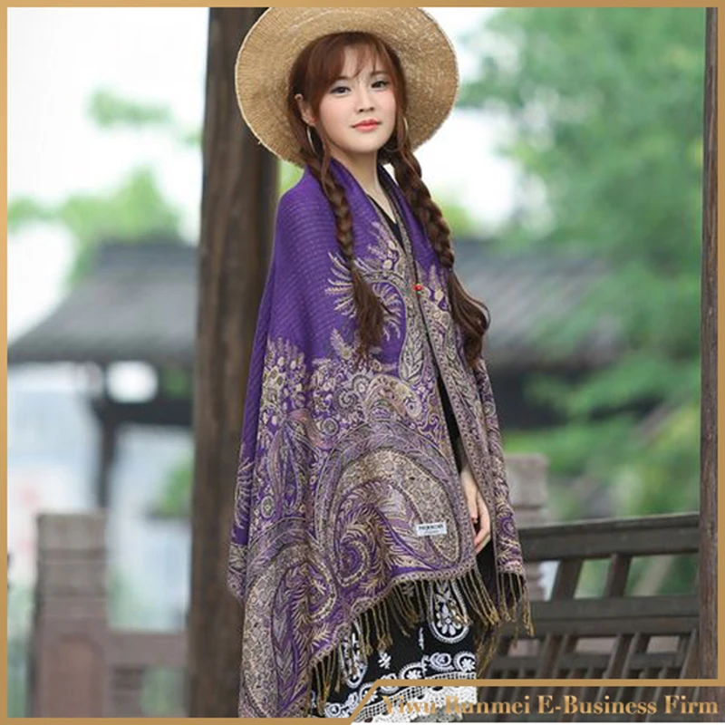 2019 Женский Длинный Шерстяной палантин шарф женский Теплые шали и в этническом