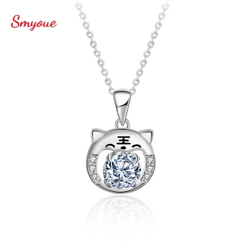 

Smyoue 1 CT Moissanite Pendant For Women Chinese Style Zodiac Cute Tiger Necklace 925 Sterling Silver 45cm White Gold Jewelry