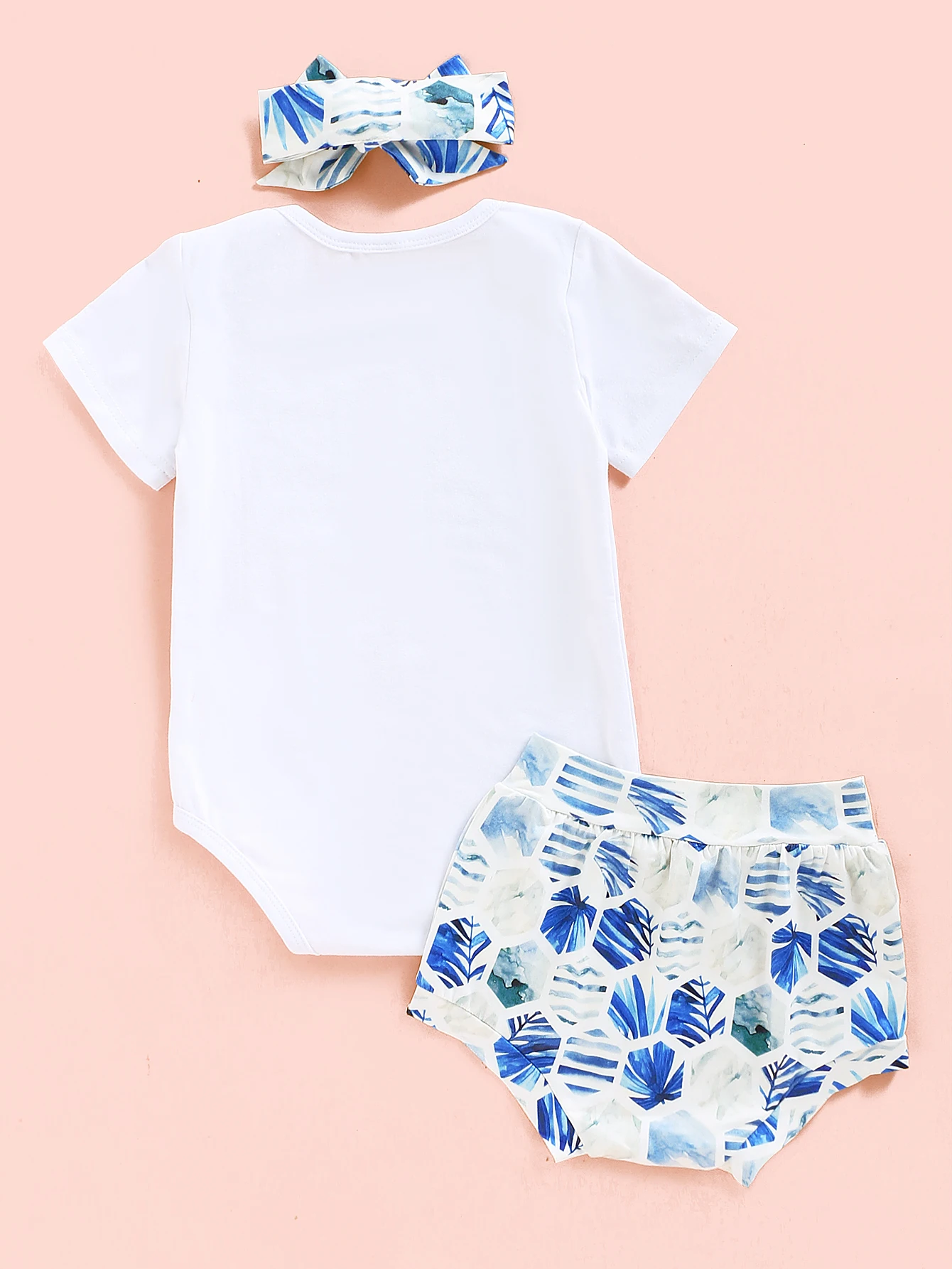

Infant Girl Summer Clothes Baby Girl Short Sleeve Romper And Cartoon Blue Shorts Pants Headband Free Shipping Toddlers Outfits