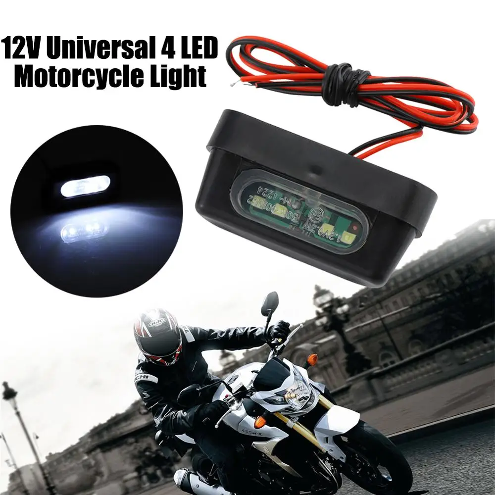 

12V Universal LED Motorcycle Tail Brake Rear License Plate Light with Emark For Honda Kawasaki Yamaha