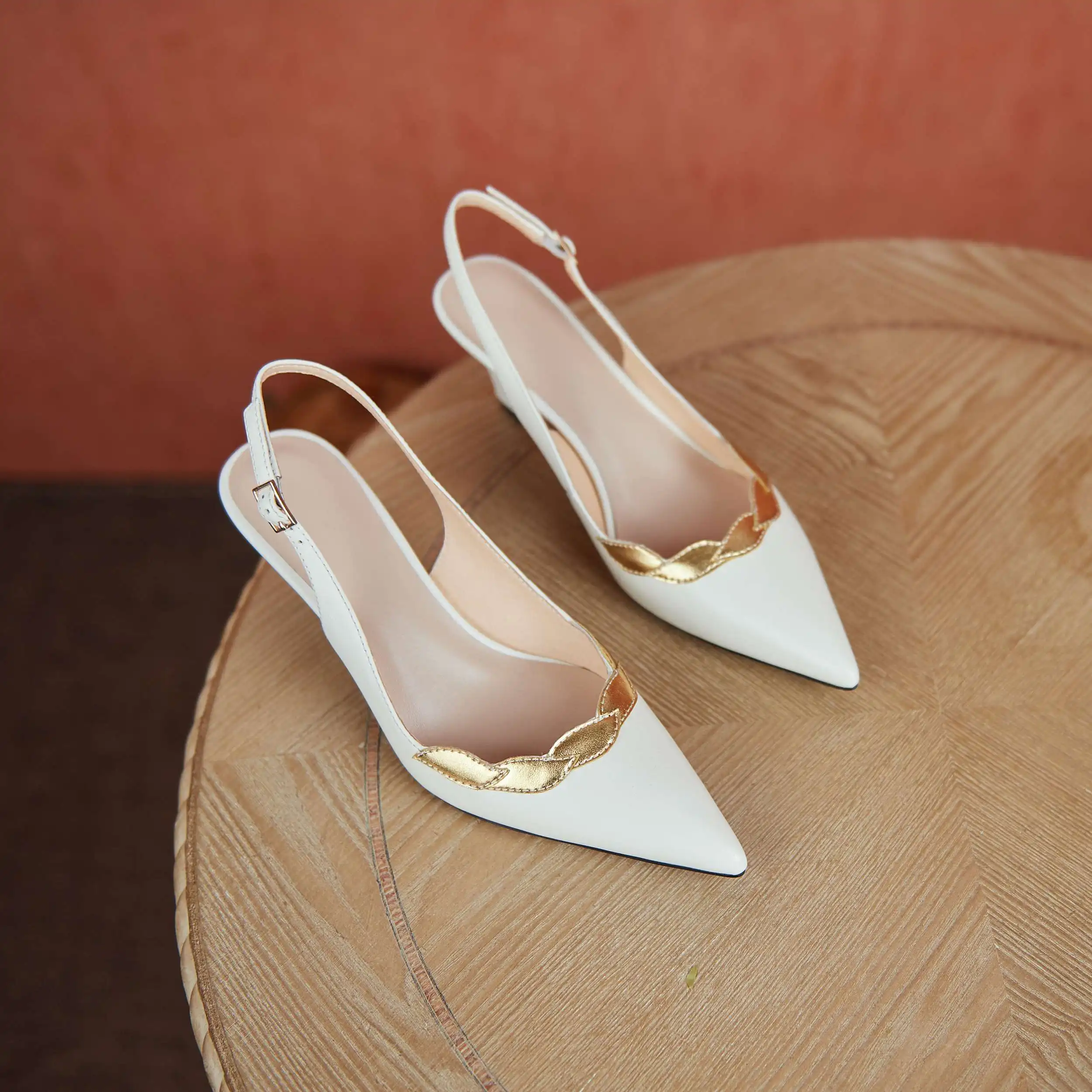 

Krazing Pot new genuine leather pointed toe high heels slingback shoes buckle strap classic colors beauty ladies women pumps L95