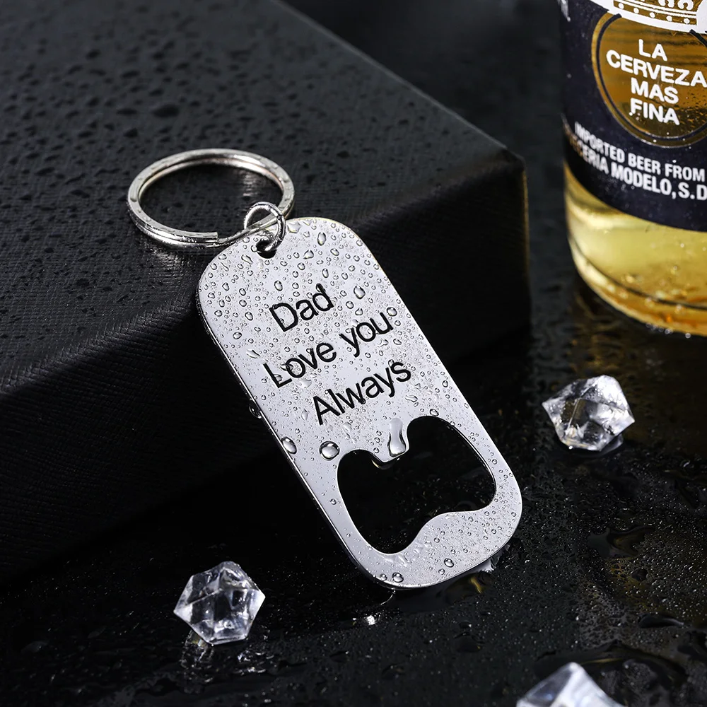 

AILIN Custom Key Chain Printed Text Bottle Opener Personalized Keychain for Father Key Chain for Dad Stainless Steel Keychain