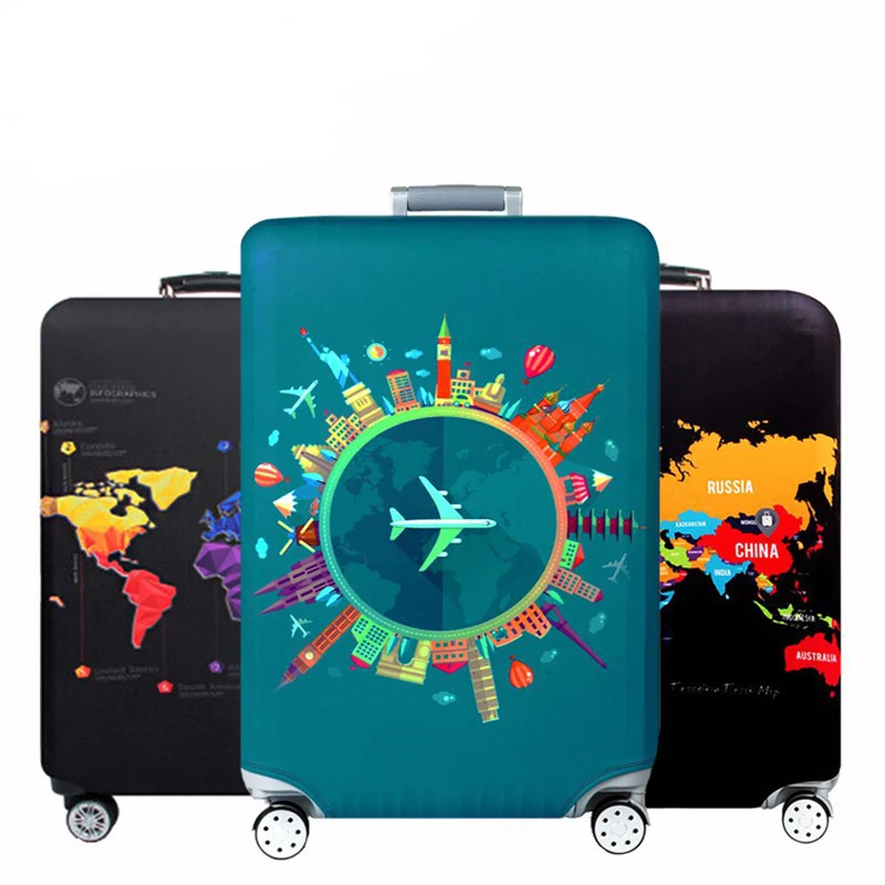 World Map Design Luggage Protective Cover Travel Suitcase Cover Elastic Dust Cases For 18 to 32 Inches Travel Accessories