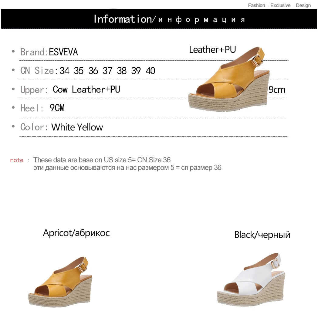 

ESVEVA 2019 Ladies Sandals High Heel PU+Leather Ladies Elegant Summer Ankle Strap Slingback Women Shoe Summer Size 34-40