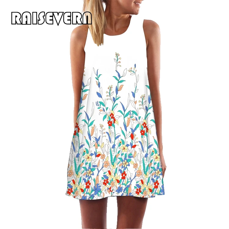 Женское платье с цветочным принтом свободные богемные платья Пляжные летние