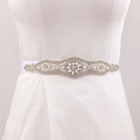 silver rhinestones bridal belt diamond wedding dress belts crystal satin wedding sash for wedding bridesmaid dress