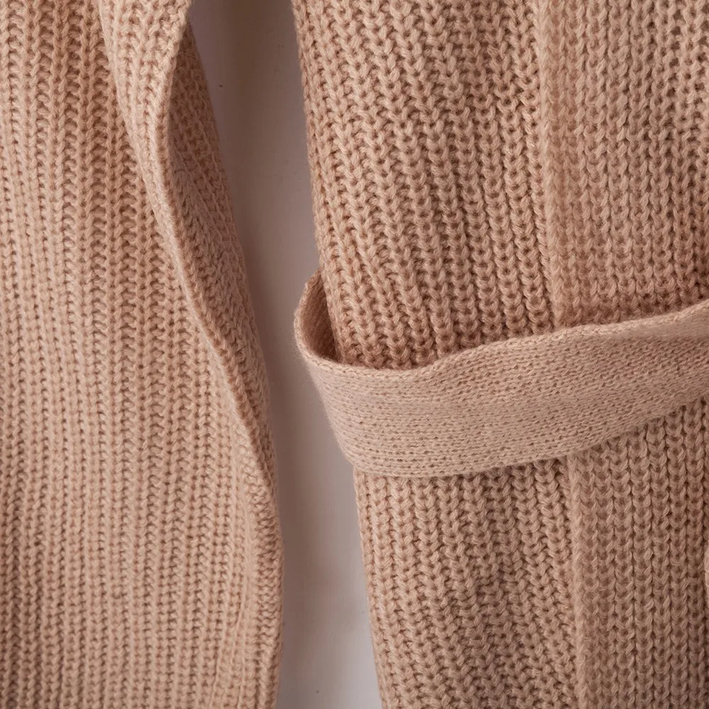 Женский Однотонный свитер с поясом женская вязаная куртка свитеры длинным