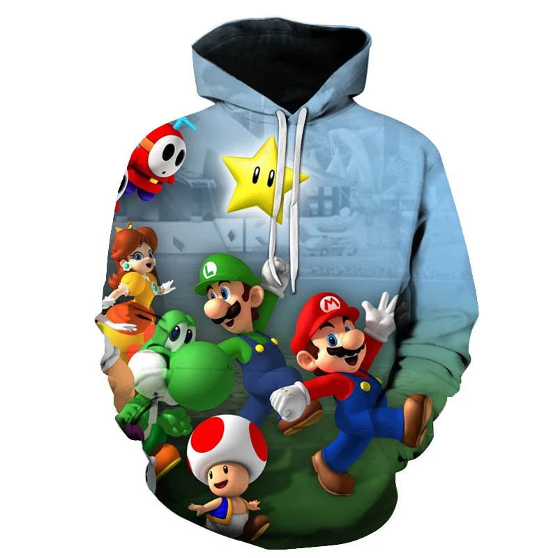 Осень 2020 новый стиль толстовка с капюшоном аниме Супер Марио 3D принт мужская