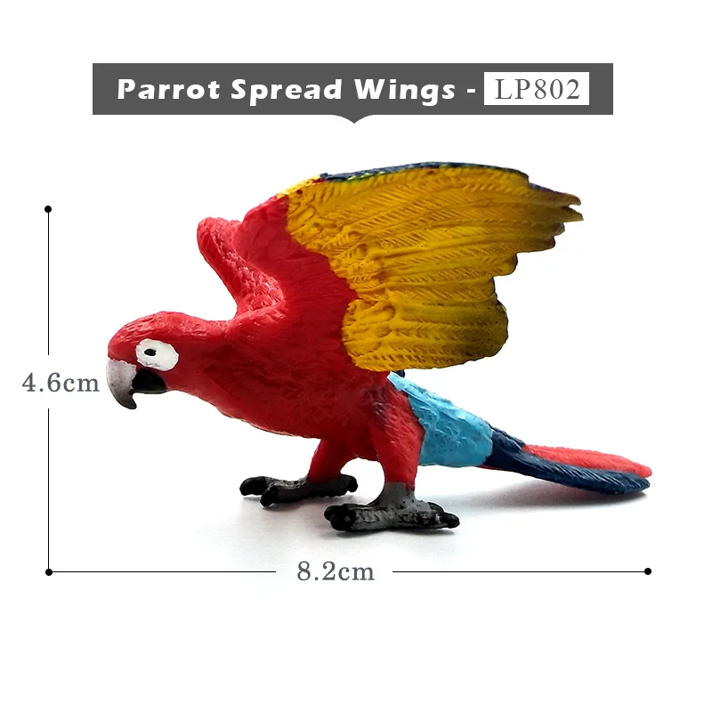 Parrot Spread Wings Имитация индейки птица курица ферма ПВХ Модель Животного Фигурка домашний декор миниатюрное украшение для сада в виде Феи современные аксессуары - Цвет: Parrot Spread Wings
