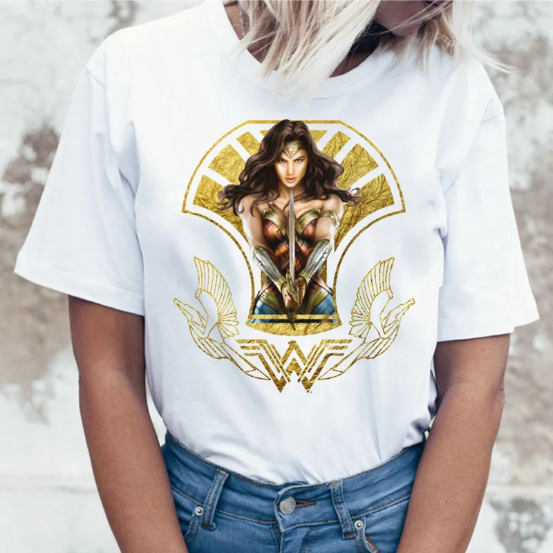 Wonder Woman футболка ulzzang Футболка женская футболка в стиле Харадзюку femme хип-хоп женский летний топ уличная одежда с героями мультфильмов