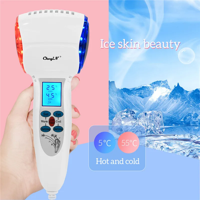 

Hot Cold Hammer Blue Red Light Photon Acne Treatment Lifting Rejuvenation Facial Machine Skin Beauty Massager Nutrition Lead in