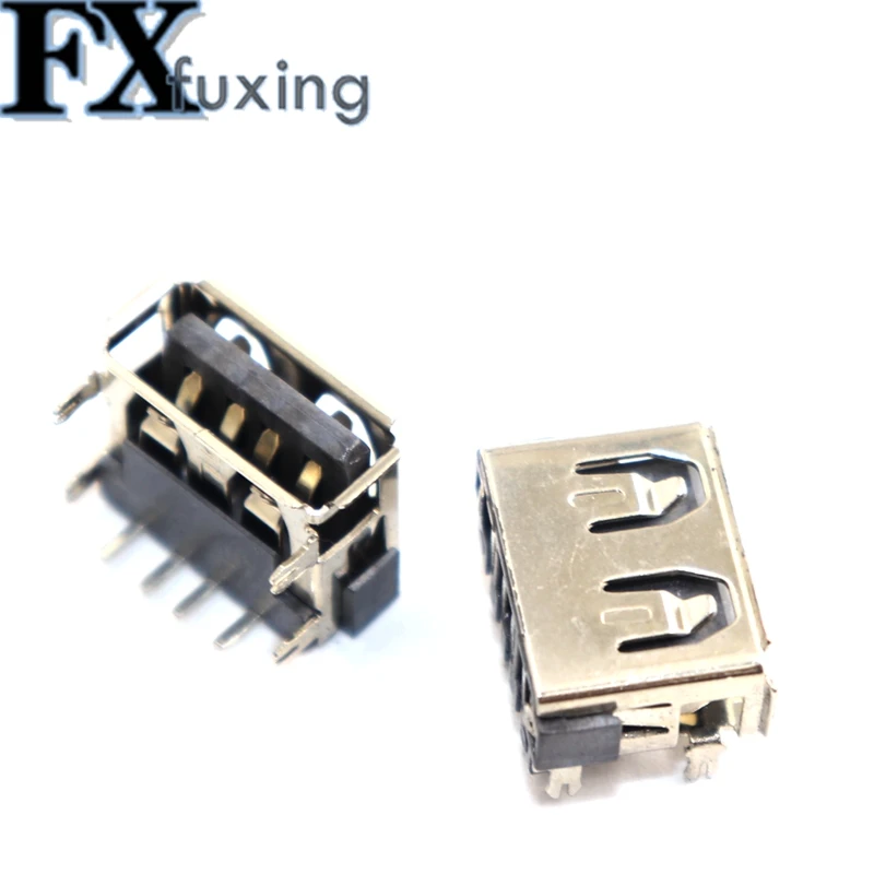 10pcs Laptop 2.0 USB Connector Jack Sockect Commonly Used 90 Degree AF Type 4 DIP Foot JACK Female Length=10MM Harpoon Feet |