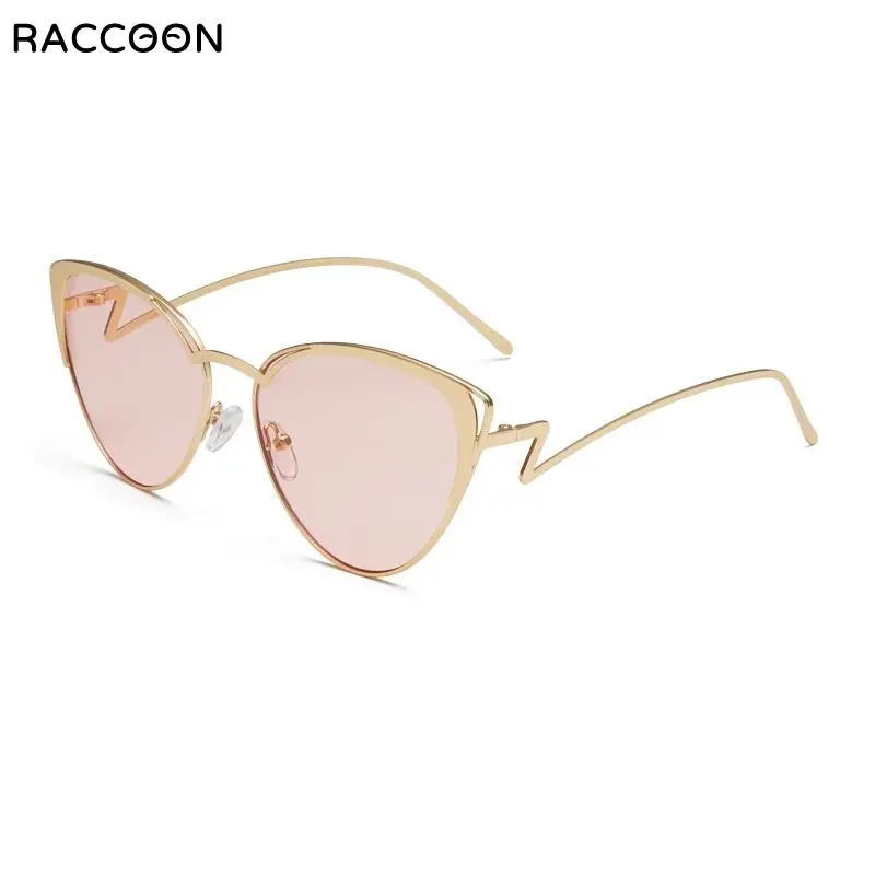 

New Retro Triangle Cateye Sunglasses Women Gradient High Quality Metal Hollow Female Cat Eye Sun Glasses Personality Leg Eyewear