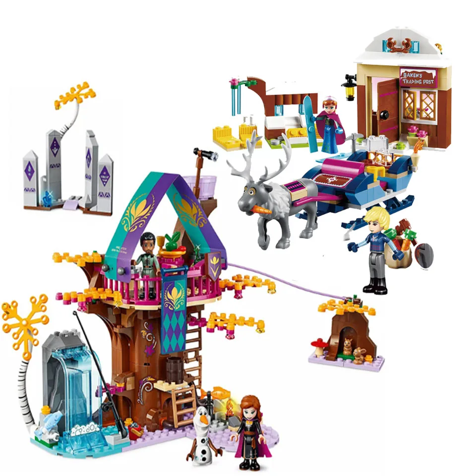 Новый набор строительных блоков замка Аренделль с героями города, принцессами, королевой Анной и Эльзой.